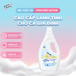 Nước Giặt Xả Pom Pom Active Chai 1.6L - 2in1 Sạch Thơm Mềm Vải, Hương Nắng Mai, Dành Cho Cả Gia Đình AT6 AT16 AT12 AT27