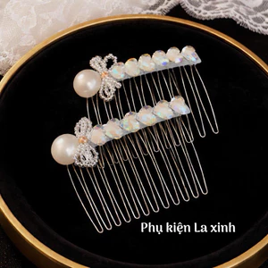 1 cái xược đá trái tym phối ngọc và nơ size 10 răng
