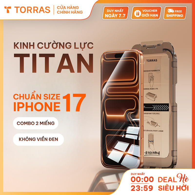 [Không Viền Đen] TORRAS Kính Cường Lực 2 Miếng Tự Dán Không Viền Đen Chống Vân Tay Cho Điện Thoại Di Động