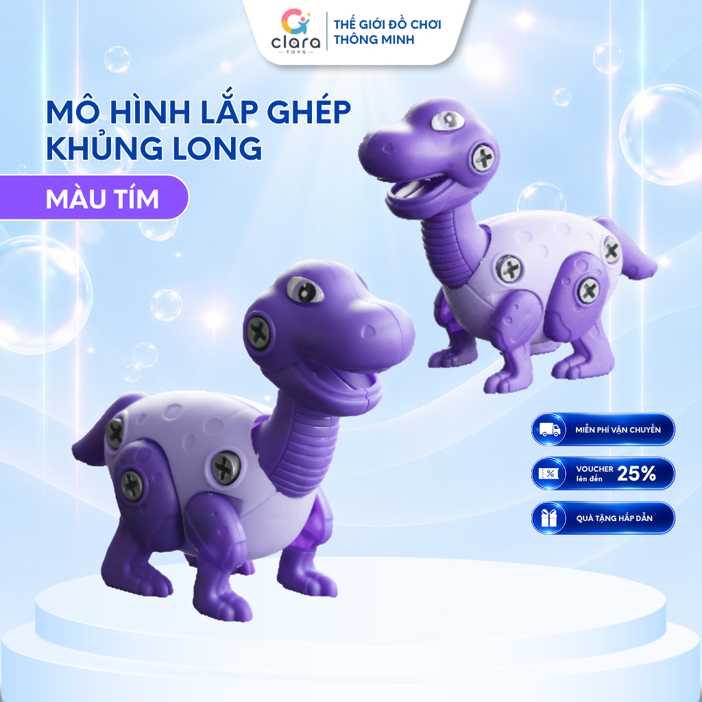 Đồ Chơi Lắp Ghép Khủng Long DCLG001 Màu Tím Đồ Chơi Lắp Ghép Thông Minh Cho Bé Phát Triển Tư Duy