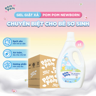 Nước Giặt Xả Pom Pom Newborn [1.6L x4 Tiết Kiệm] An toàn cho bé mới lọt lòng Sạch Sâu Nôn trớ Ọc sữa Hương Phấn NB16