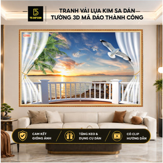 Tranh dán tường 3D khung cửa sổ sang trọng, lịch sự mẫu mã đẹp mắt, phù hợp nhiều không gian