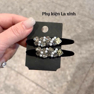 Kẹp mái mỏ vịt cao cấp nhung mịn đính đá, ngọc phong cách tiểu thư (1 cái)