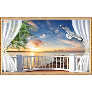 Tranh dán tường 3D khung cửa sổ sang trọng, lịch sự mẫu mã đẹp mắt, phù hợp nhiều không gian