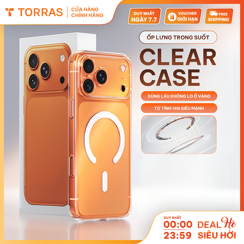 [Không Ố Vàng] Ốp Lưng iPhone Trong Suốt TORRAS Bảo Hành Kèm Bảo Vệ Camera 17 Pro Max 15 16 14 13 12 11 Plus Air