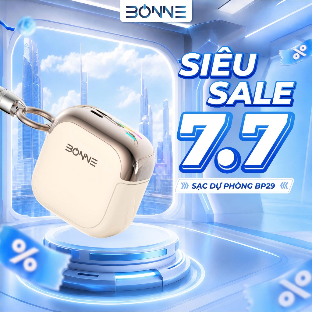 Sạc Dự Phòng Mini BP29 Chính Hãng BONNE TECH , Tích Hợp Dây Đeo Type C To L , Bảo hành 12 Tháng.