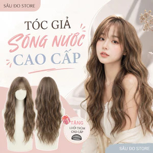 TÓC GIẢ BỘ XOĂN SÓNG NƯỚC DÀI CÓ DA ĐẦU LƯỚI THOÁNG KHÍ TỰ NHIÊN NHƯ THẬT TẶNG LƯỚI TRÙM SÂU ĐO STORE
