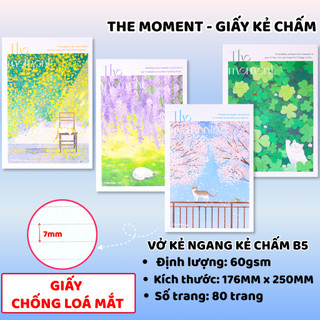 Vở Kẻ Ngang, Vở B5 Dòng Kẻ Ngang Có Chấm 80 Trang, Vở Viết Bìa The Moment Chống Nước, Tập Học Sinh Ghi Chép NB5-08-0203