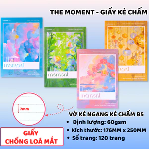 Vở Kẻ Ngang Có Chấm 80/120 Trang, Tập Học Sinh B5 Bìa The Moment Cán Vân Cán Mờ Chống Nước Vở Viết 0204 / 0203