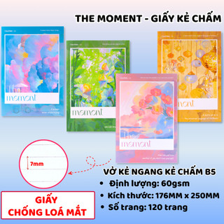 Vở Kẻ Ngang Có Chấm 80/120 Trang, Tập Học Sinh B5 Bìa The Moment Cán Vân Cán Mờ Chống Nước Vở Viết 0204 / 0203