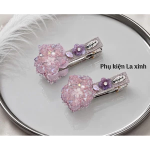 1 cái kẹp mái mỏ vịt hoa anh đào tông màu tím lavender
