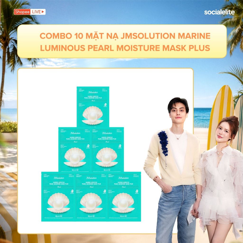 Combo 10 Mặt Nạ JMSolution Chiết Xuất Ngọc Trai, Hỗ Trợ Dưỡng Ẩm Da, Giúp Da Căng Bóng 30g - JMSo