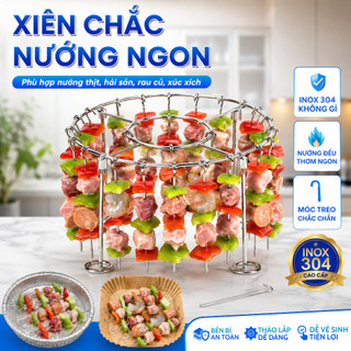 [ INOX 304 ] Combo 24 Xiên Nướng Thịt BBQ, Xiên Thịt Nướng Cho Nồi Chiên Không Dầu, Inox Cao Cấp, An Toàn