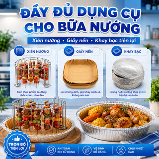 [ INOX 304 ] Combo 24 Xiên Nướng Thịt BBQ, Xiên Thịt Nướng Cho Nồi Chiên Không Dầu, Inox Cao Cấp, An Toàn