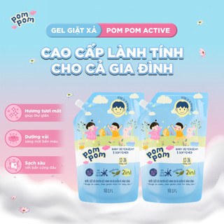 Combo 2 Túi Nước Giặt Xả Pom Pom Active 2.7L - Siêu Tiết Kiệm Cho Cả Gia Đình, Sạch Thơm Mềm Vải, Hương Nắng Mai AT27