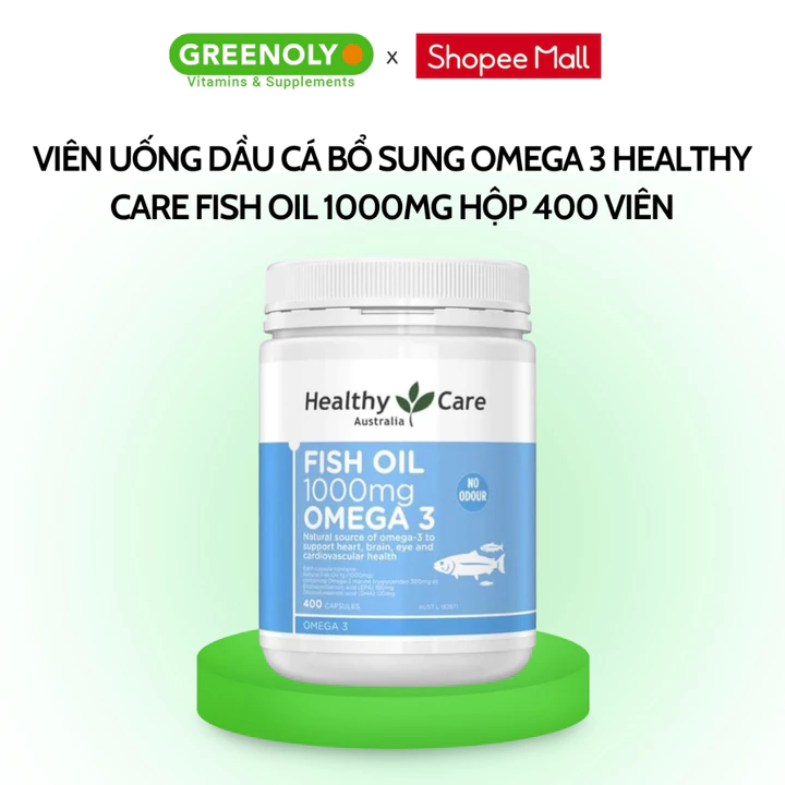Viên Uống Dầu Cá Bổ Sung Omega 3 Healthy Care Fish Oil 1000mg Hộp 400 viên
