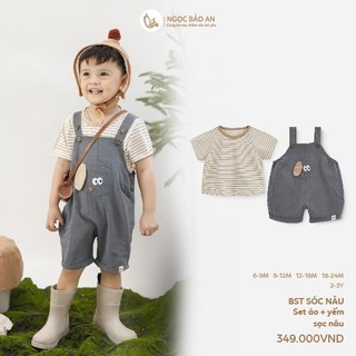 M&B (6M-6Y) Đồ bộ bé trai Sóc Nâu, set quần áo cotton mềm mát cho bé mặc nhà đi chơi-SOC5.25