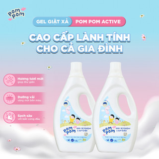 Nước Giặt Xả Pom Pom Active [2 Can 1.6L] Cho Cả Gia Đình Sạch Mới Thơm Mềm Vải Hương Nắng Mai AT16