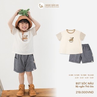 M&B (6M-6Y) Đồ bộ bé trai Sóc Nâu, set quần áo cotton mềm mát cho bé mặc nhà đi chơi-SOC5.25