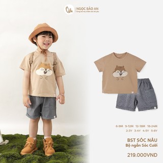 M&B (6M-6Y) Đồ bộ bé trai Sóc Nâu, set quần áo cotton mềm mát cho bé mặc nhà đi chơi-SOC5.25