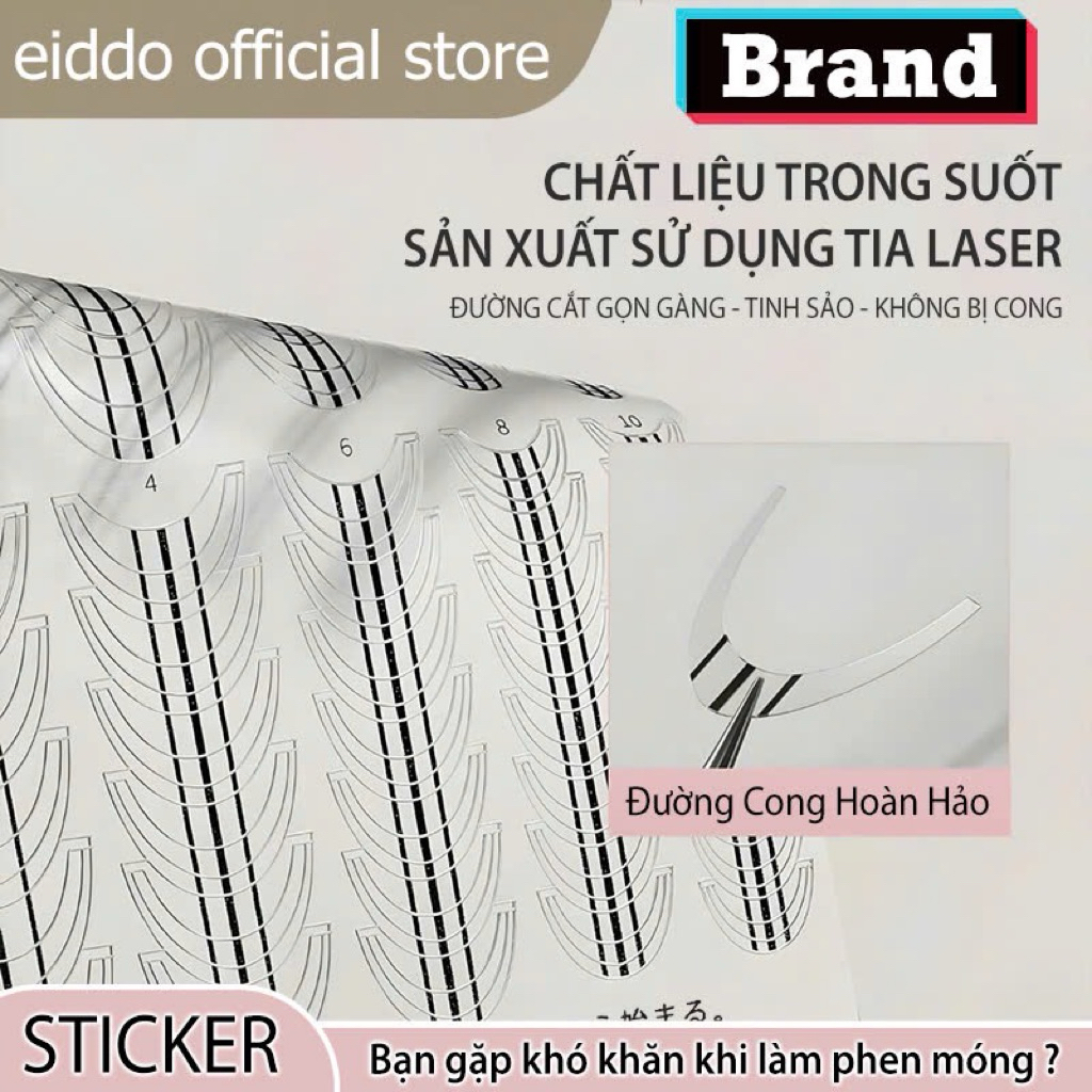 { Eiddo Nails } Sticker phen móng S380 eiddo - Thiết kế french dễ dàng tiện lợi - Tái sử dụng nhiều lần ko có vệt keo