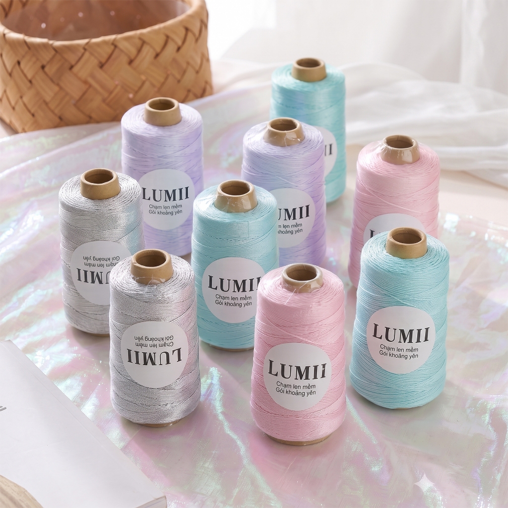 LUMII - Len sợi cao cấp fever bọc kim tuyến ánh kim bling bling chuyên móc túi xách, mũ nón 100g