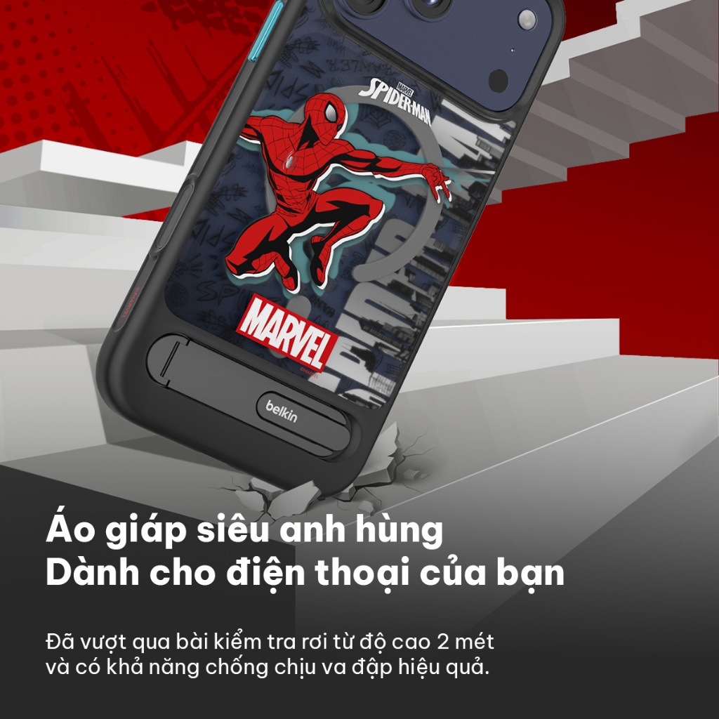 Ốp lưng iPhone 17 Pro Max Belkin sạc hỗ trợ sạc MagSafe kèm chân dế gập xoay 360 độ chống trầy xước | BigBuy360 - bigbuy360.vn