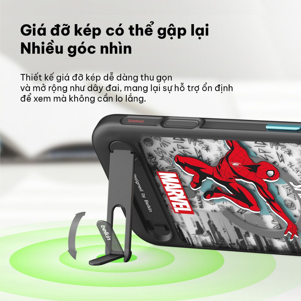 Ốp lưng iPhone 17 Pro Max Belkin sạc hỗ trợ sạc MagSafe kèm chân dế gập xoay 360 độ chống trầy xước | BigBuy360 - bigbuy360.vn