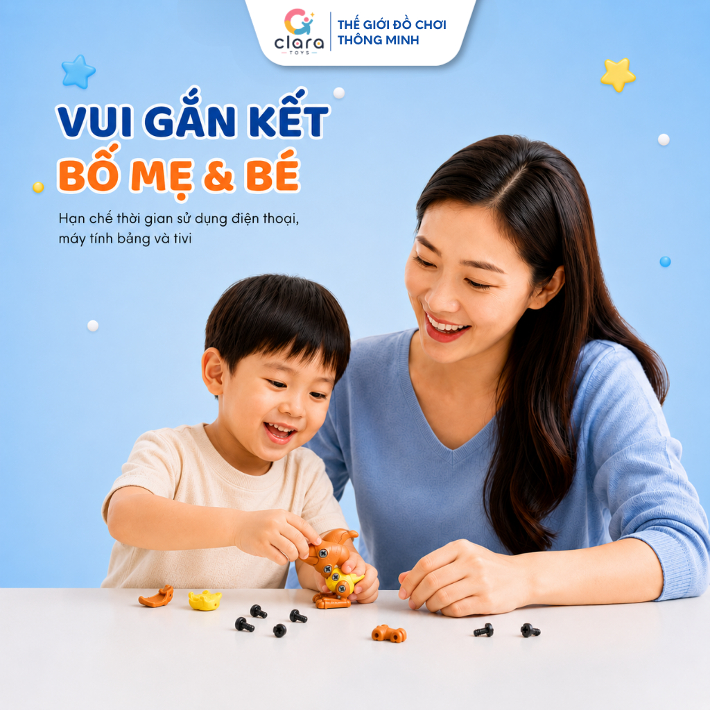 Đồ Chơi Lắp Ghép Khủng Long DCLG001 Màu Nâu Đồ Chơi Lắp Ghép Thông Minh Cho Bé Phát Triển Tư Duy