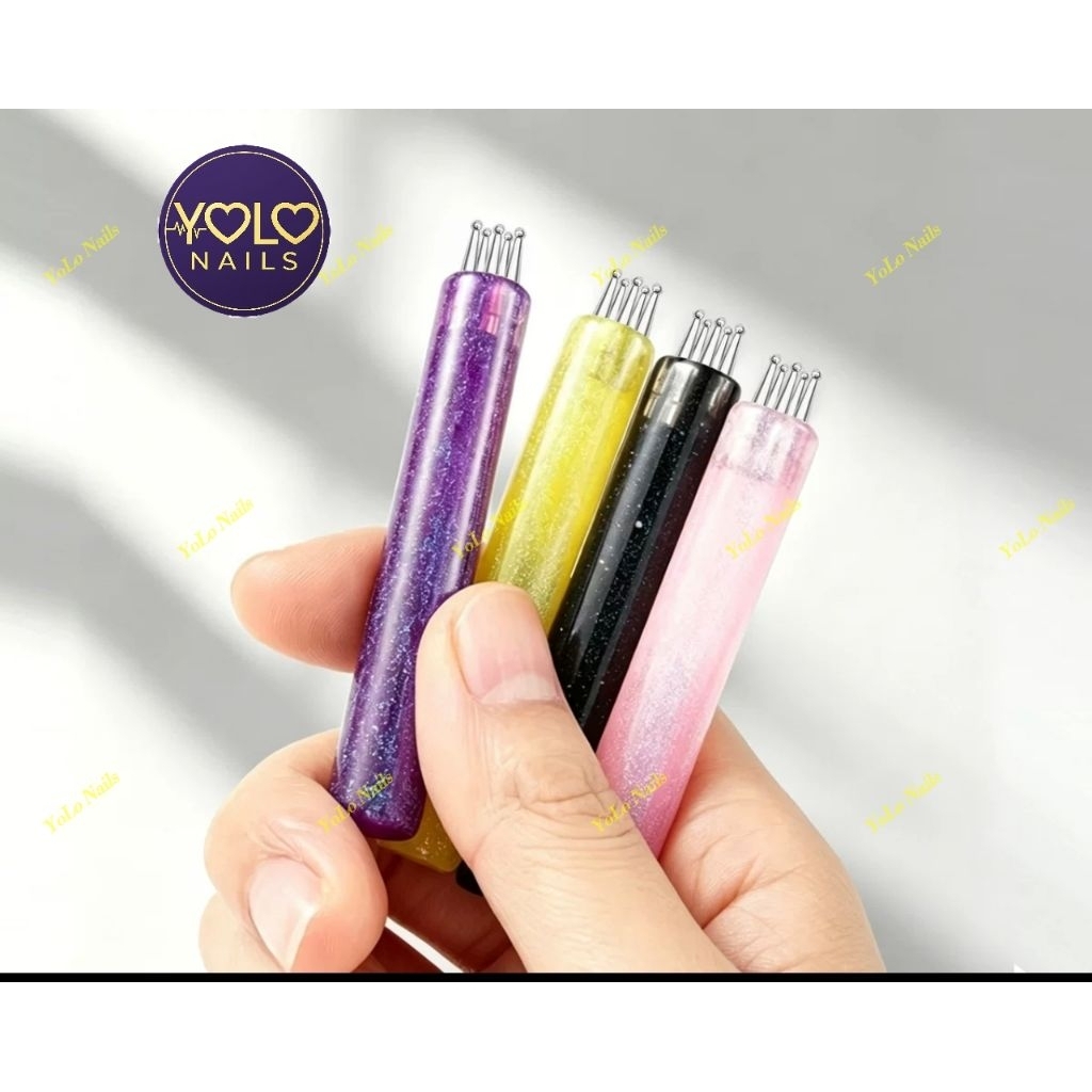 Cây Châm Bi 5in1 Tạo Hình Bông Hoa Trang Trí Nails Nhanh Chóng(Màu Hồng)