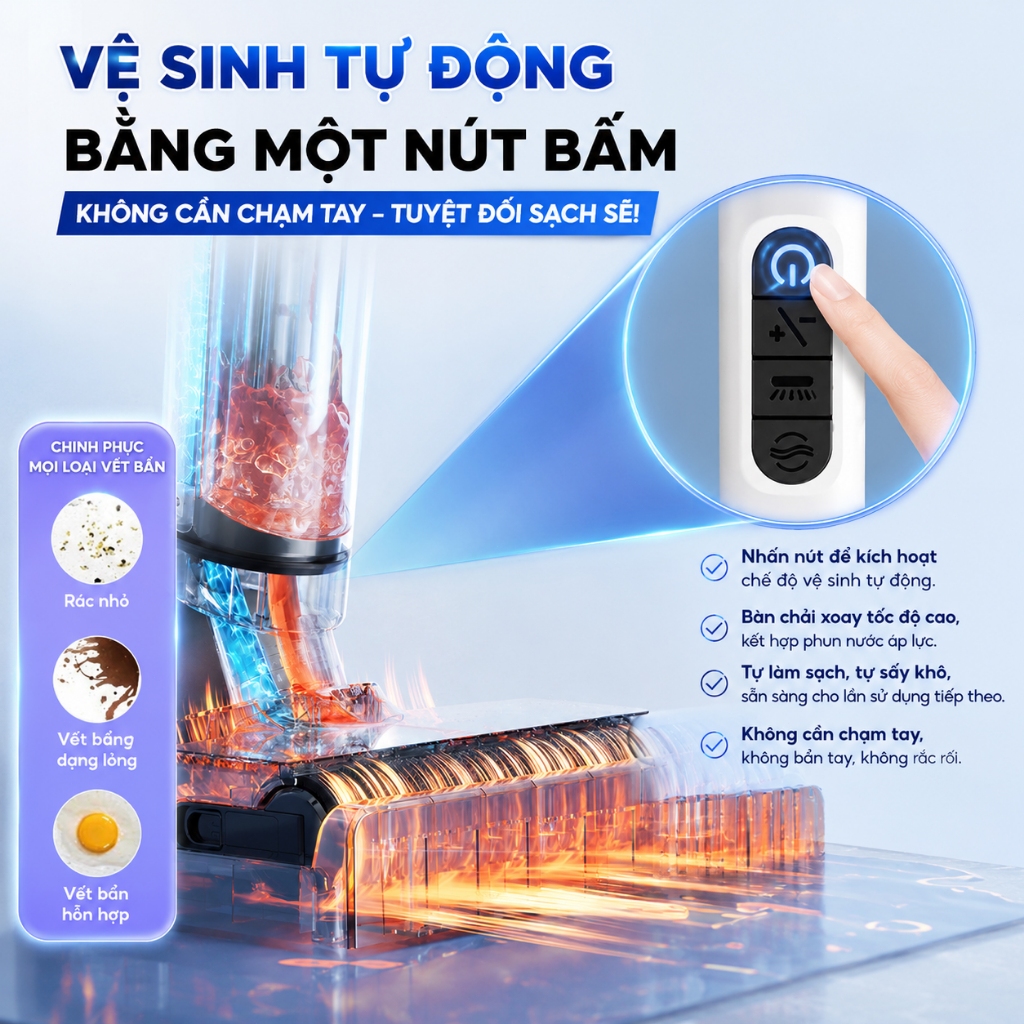 TIXX Máy hút bụi lau sàn Lực hút 25000PA Đa năng Tự động vệ sinh máy hút bụi lau nhà