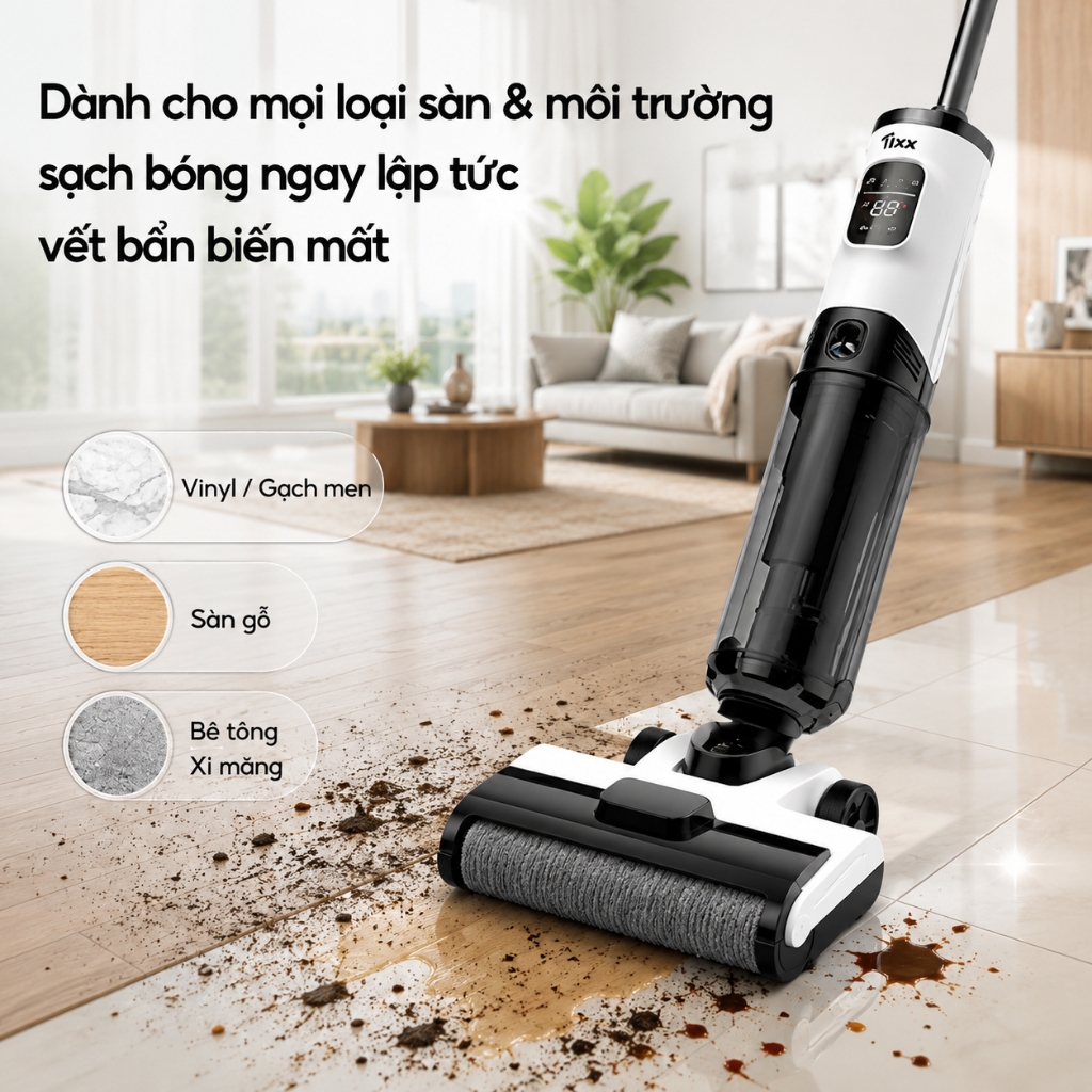 TIXX Máy hút bụi lau sàn Lực hút 25000PA Đa năng Tự động vệ sinh máy hút bụi lau nhà