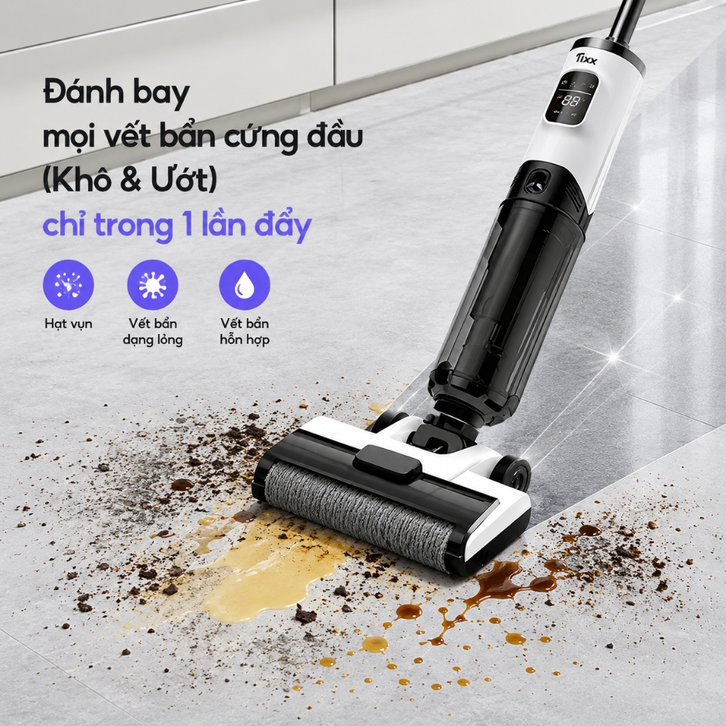 TIXX Máy hút bụi lau sàn Lực hút 25000PA Đa năng Tự động vệ sinh máy hút bụi lau nhà