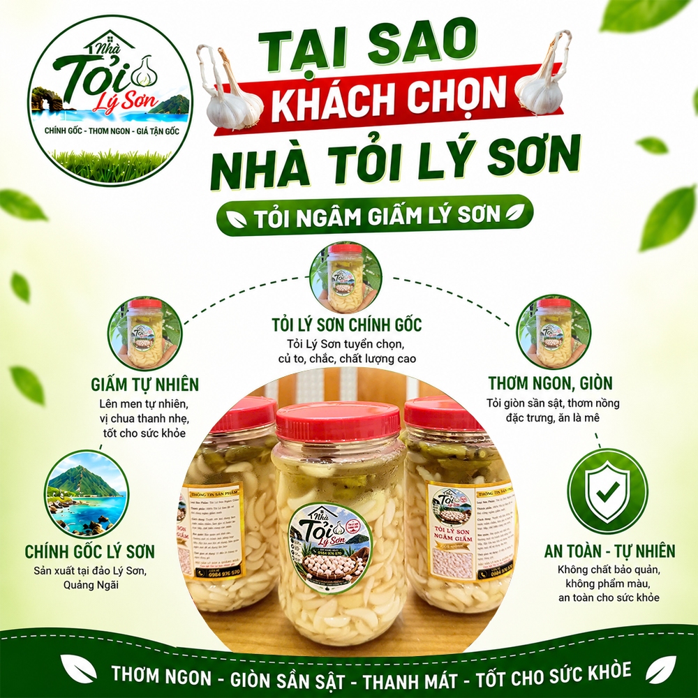 Tỏi Ngâm Giấm Lý Sơn Chính Gốc Nhà Tỏi Lý Sơn Hũ 500g
