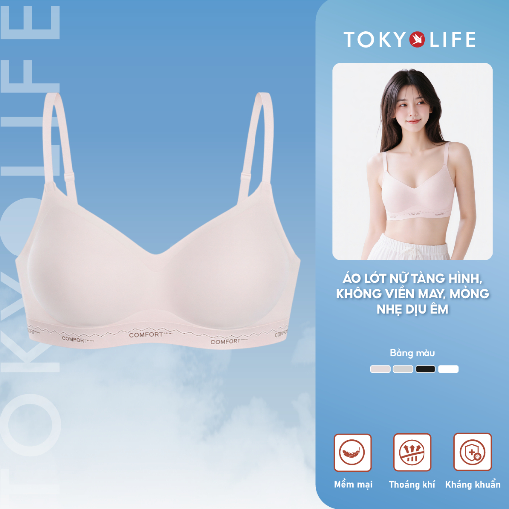 Áo ngực không gọng TOKYOLIFE không viền đệm mỏng thoáng khí nâng tự nhiên mặc áo ôm đẹp 40006071