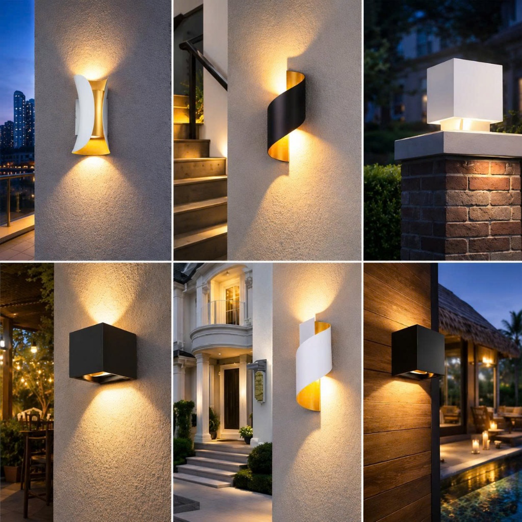 Đèn Hắt Tường 2 Đầu Trang Trí Gắn Treo Tường Chống Nước IP65 Cầu Thang Phòng Khách Phòng Ngủ