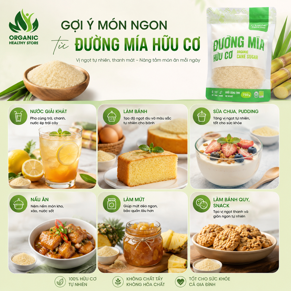 Đường mía hữu cơ C'LaVie  KHÔNG TINH CHẾ