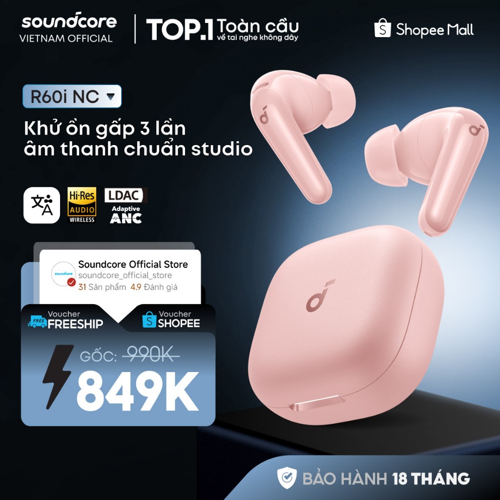 Tai nghe bluetooth ANC Soundcore R60i NC / R50i NC | Hires Audio ...