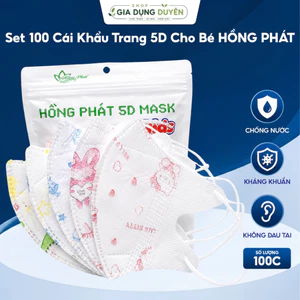 Set 100 Cái Khẩu Trang 5D CHo Bé HỒNG PHÁT, Nhiều Họa Tiết Cho Bé 3-10 Tuổi