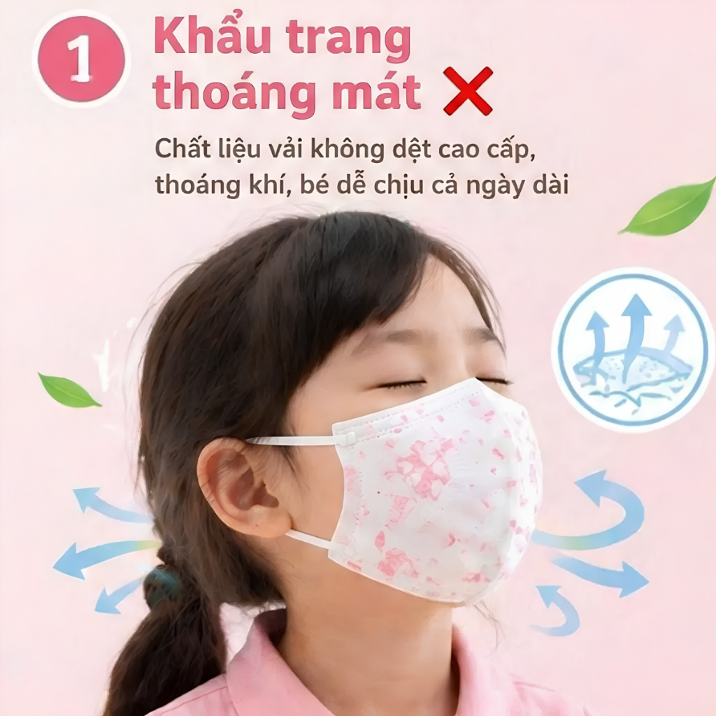 Set 100 Cái Khẩu Trang 5D CHo Bé HỒNG PHÁT, Nhiều Họa Tiết Cho Bé 3-10 Tuổi