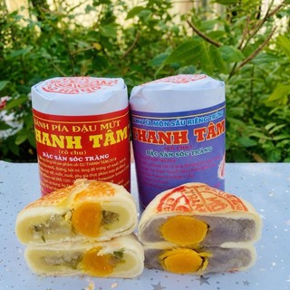 Combo 2 cây bánh pía xưa gói giấy Gồm 1 Cây Môn sầu riêng+1cây Mứt mỡ hành phong 370g/4 cái mỗi cái bánh nửa trứng muối