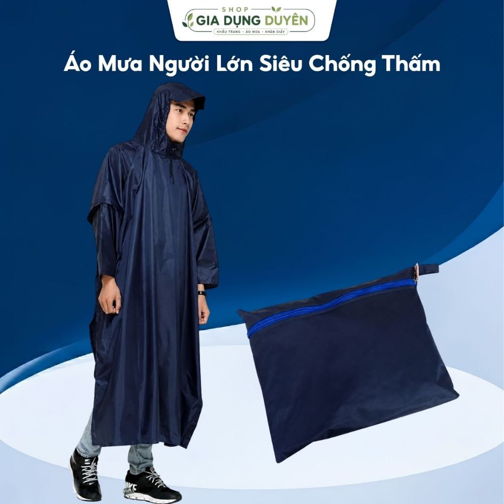 [1m4-Một Đầu Cánh Dơi]Áo Mưa Người Lớn Siêu Chống Thấm Vải Dù Da Cá Xẻ Tà Cánh Dơi Cao Cấp Siêu Bền