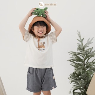 M&B (6M-6Y) Bộ quần áo bé trai cộc tay Thỏ Sóc cotton thoáng mát thấm hút tốt dễ mặc cho bé-SOC5.25