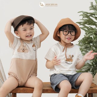 M&B (6M-6Y) Bộ quần áo bé trai cộc tay Thỏ Sóc cotton thoáng mát thấm hút tốt dễ mặc cho bé-SOC5.25