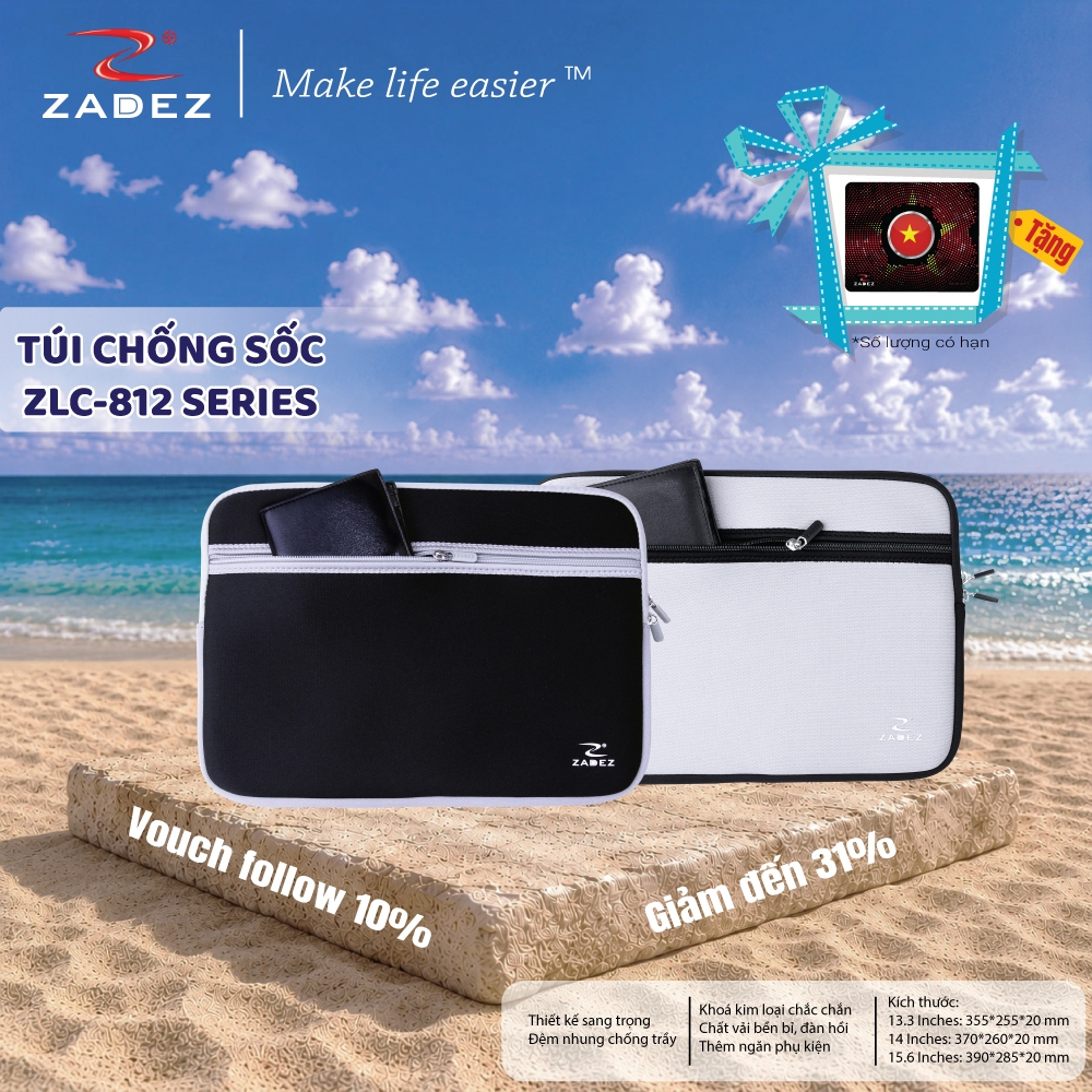Túi Chống Sốc Laptop ZADEZ ZLC-812 Series – Đa Dạng Kích Thước 13.3/14/15.6 Inches Chống Trầy Xước