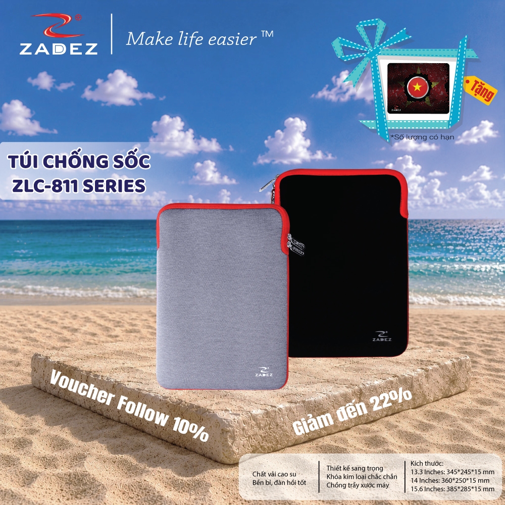 Túi Chống Sốc Laptop ZADEZ ZLC-811 Series – Đa Dạng Kích Thước 13.3/14/15.6 Inches, Chống Trầy Xước