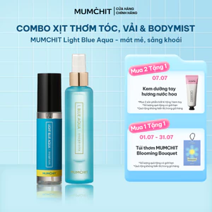 Combo Xịt Thơm Vải & BodyMist MUMCHIT Blue Aqua Hương Nước Hoa Mát Mẻ Sảng Khoái 70ml & 105ml