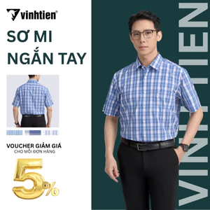 Áo Sơ Mi Nam Ngắn Tay 4833 - Vải Kẻ Bamboo Vạt Ngang Form Regular Vĩnh Tiến 415