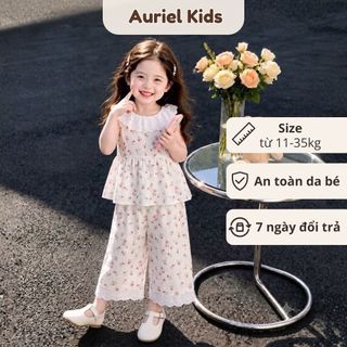 Sét Đồ Bộ Mùa Hè Cho Bé, Set Bộ Tiểu Thư Cổ Phối Ren Điệu Đà Họa Tiết Nhẹ Nhàng Chất Liệu Cotton