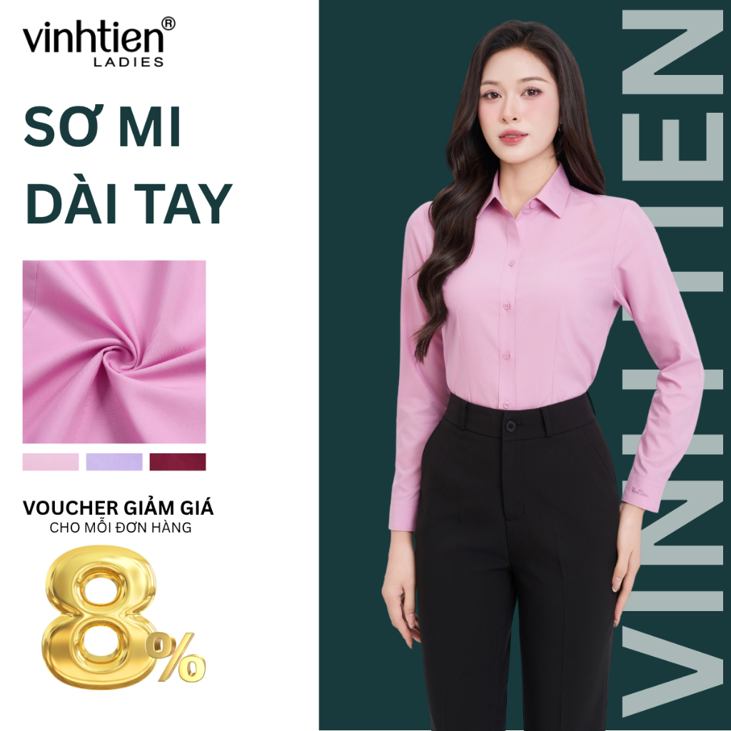 Áo Sơ Mi Nữ Dài Tay Công Sở Vĩnh Tiến Ladies, Chất Liệu Modal Sợi Gỗ - GTB 475